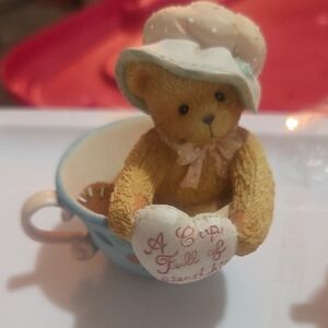 Madeline Blue and Pink Bear Figurine. ENESCO CHERISHED TEDDIES.